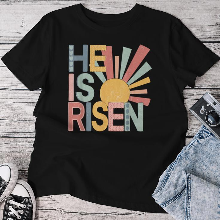 He Is Risen Matthew 286 Easter Day Christian Jesus Bunny Women T-shirt Funny Gifts