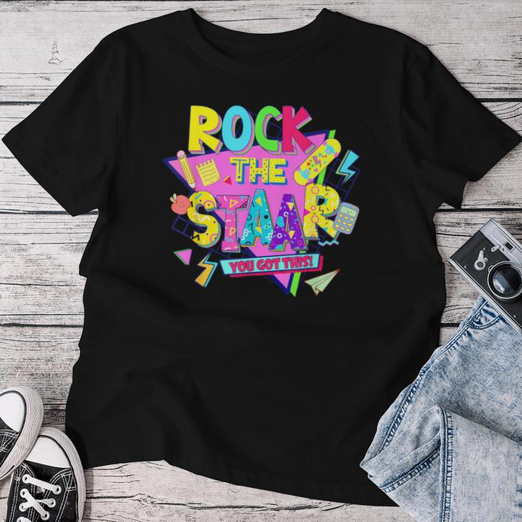 Rock The Staar Test Testing Day Retro Groovy Teacher Stars Women T-shirt Unique Gifts