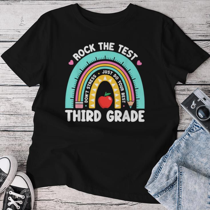 Rock The Test Day 3Rd Grade Teacher Third Grade Testing Day Women T-shirt Unique Gifts