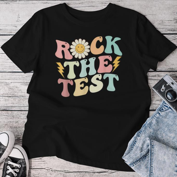 Rock The Test Retro Groovy Teacher Test Day Testing Day Women T-shirt Funny Gifts