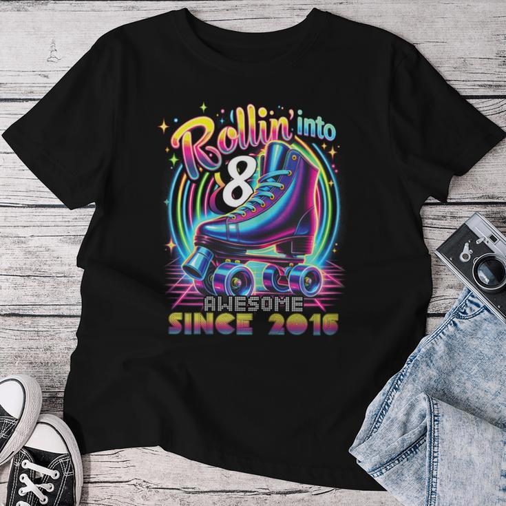 Roller Skate 8Th Birthday Skating Girls Rollin 8 2016 Women T-shirt Funny Gifts