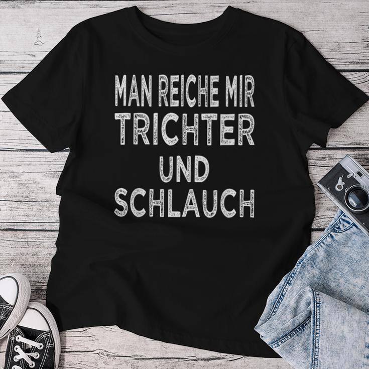 Sauf Merch Saufrchen Beer Funnel And Tube Drinking T-shirt Frauen Lustige Geschenke