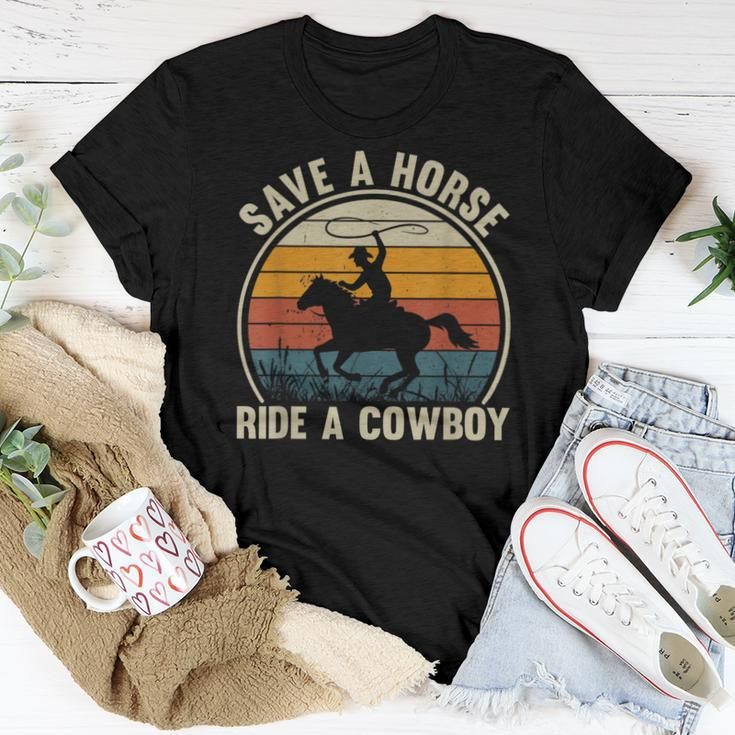Save A Horse Ride A Cowboy Vintage Horses Lovers Women Women T-shirt Funny Gifts