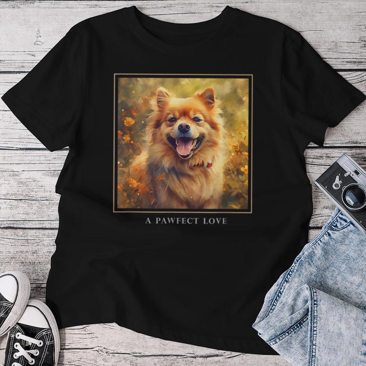 Shiranian Hund Garten Blumen Malerei Haustier Mama Papa T-shirt Frauen Lustige Geschenke