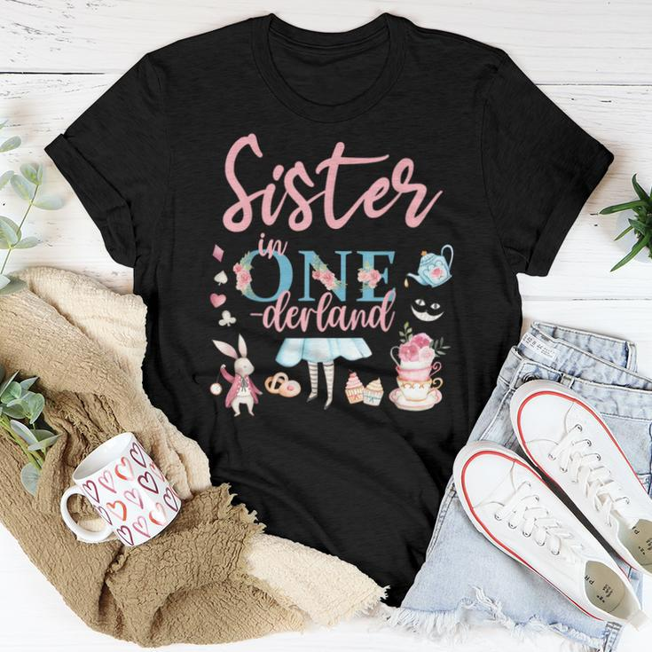 Sister Of The 1St Birthday Girl Sister In Onderland Family Women T-shirt Unique Gifts