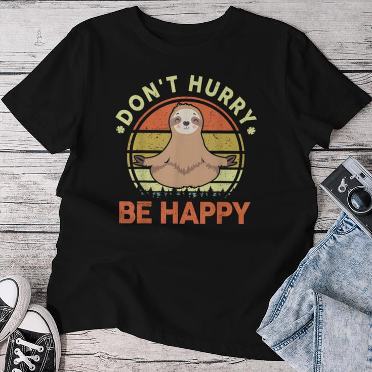 Sloth- Dont Hurry Be Happy Sloth Yoga Women T-shirt Personalized Gifts