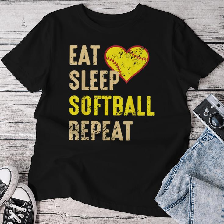 Softball Eat Sleep Softball Repeat Girls Softball Women T-shirt Funny Gifts