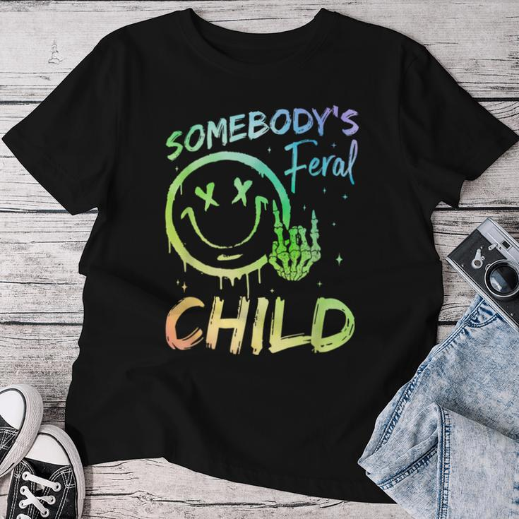 Somebody's Feral Child Toddler Girl And Boy Quotes Women T-shirt Funny Gifts