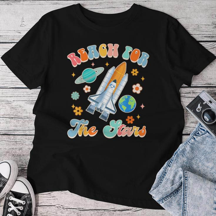 Space Lover Teacher Life Back To School Reach For The Stars Women T-shirt Funny Gifts