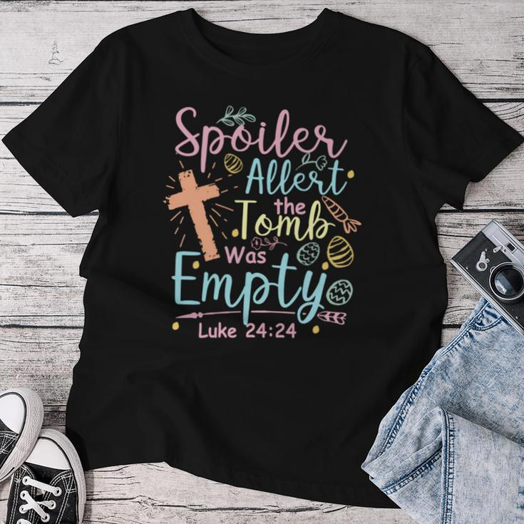 Spoiler Alert Tomb Empty Easter Religious Christian Bible Women T-shirt Unique Gifts