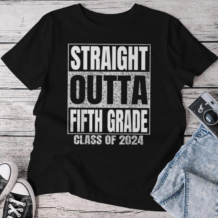 Straight Outta Fifth Grade Graduation Class Of 2024 Women T-shirt Unique Gifts