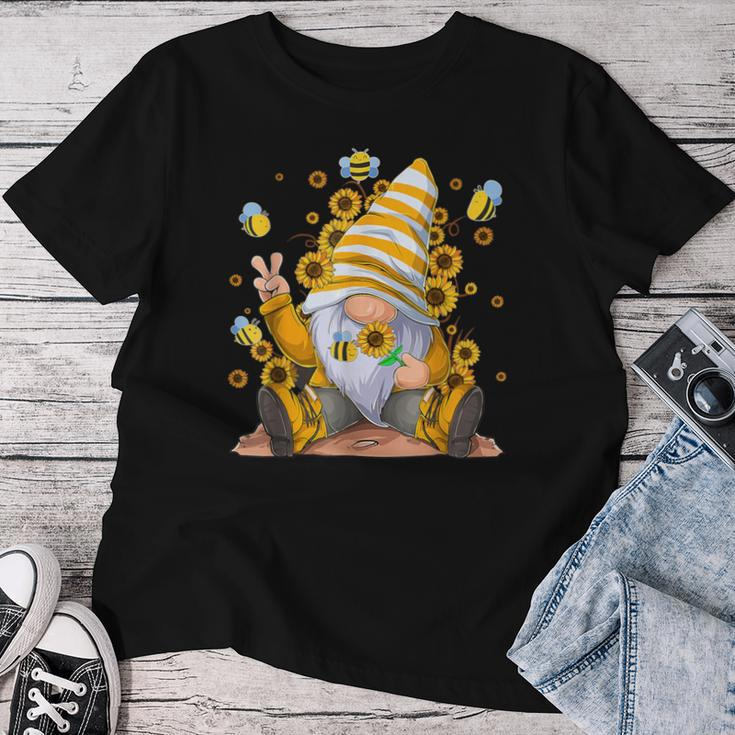 Sunflower Gnome With Bee Hippie Gnome Lover Women T-shirt Unique Gifts