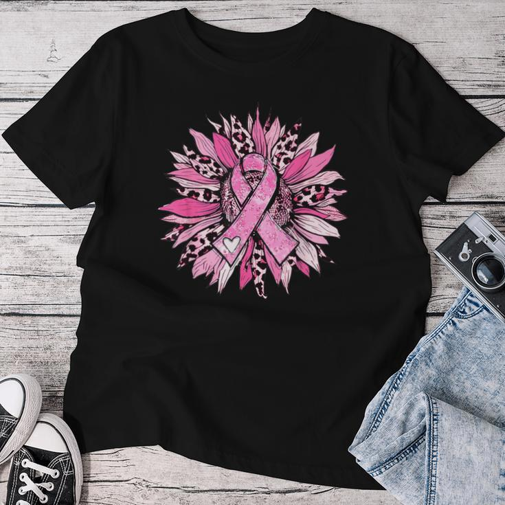 Sunflower Pink Breast Cancer Awareness Girls Warrior Women T-shirt Unique Gifts