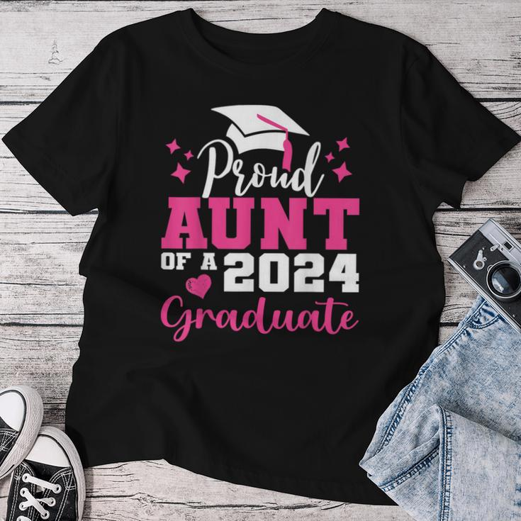 Super Proud Aunt Of 2024 Graduate Awesome Family College Women T-shirt Funny Gifts