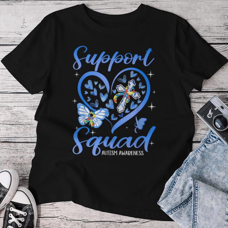 Support Squad Heart Christian Cross Autism Awareness Women T-shirt Funny Gifts