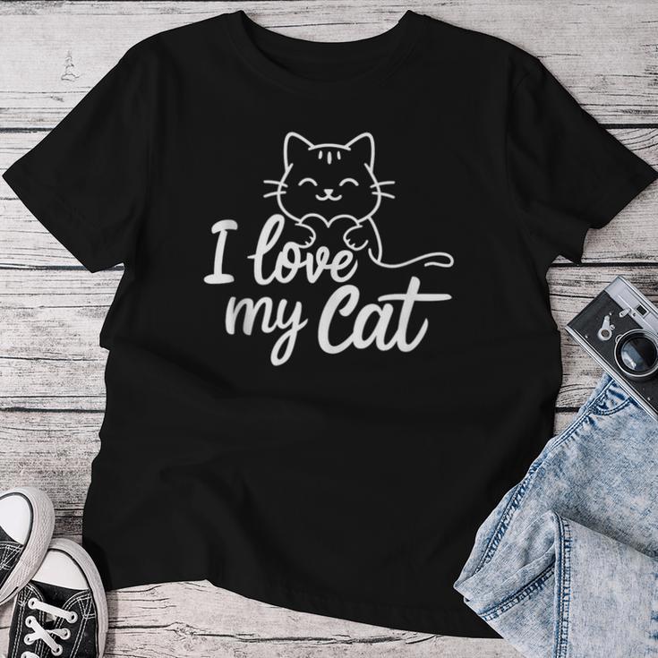 Süßes I Love My Cat Ich Liebe Meine Katze Outfit Katzen Mama T-shirt Frauen Lustige Geschenke