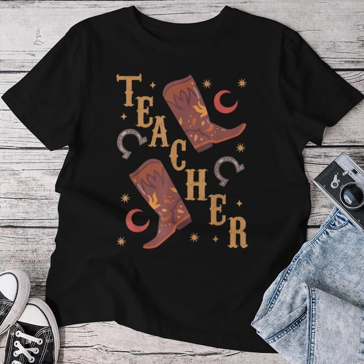 Teacher Cute Boho Cowgirl Boots Wild West Cowboy Rodeo Women T-shirt Funny Gifts