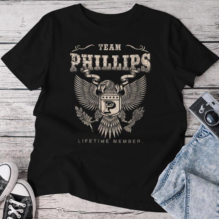 Team Phillips Family Name Lifetime Member Women T-shirt Funny Gifts