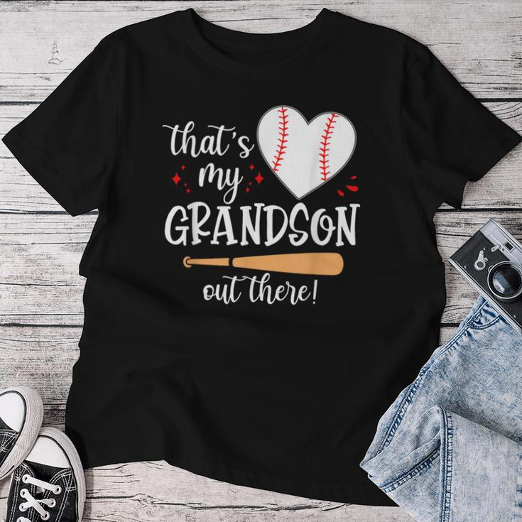 Thats My Grandson Out There Baseball Grandma Mom Women T-shirt Funny Gifts