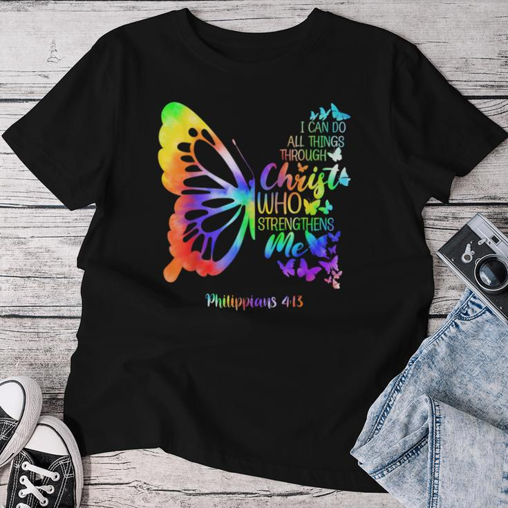 I Can Do All Things Through Christ Butterfly Religious Women Women T-shirt Unique Gifts