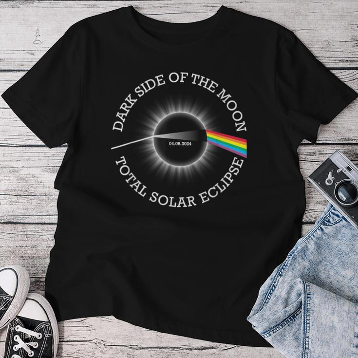 Total Solar Eclipse 04 08 24 Rainbow Totality Dark Side Moon Women T-shirt Unique Gifts