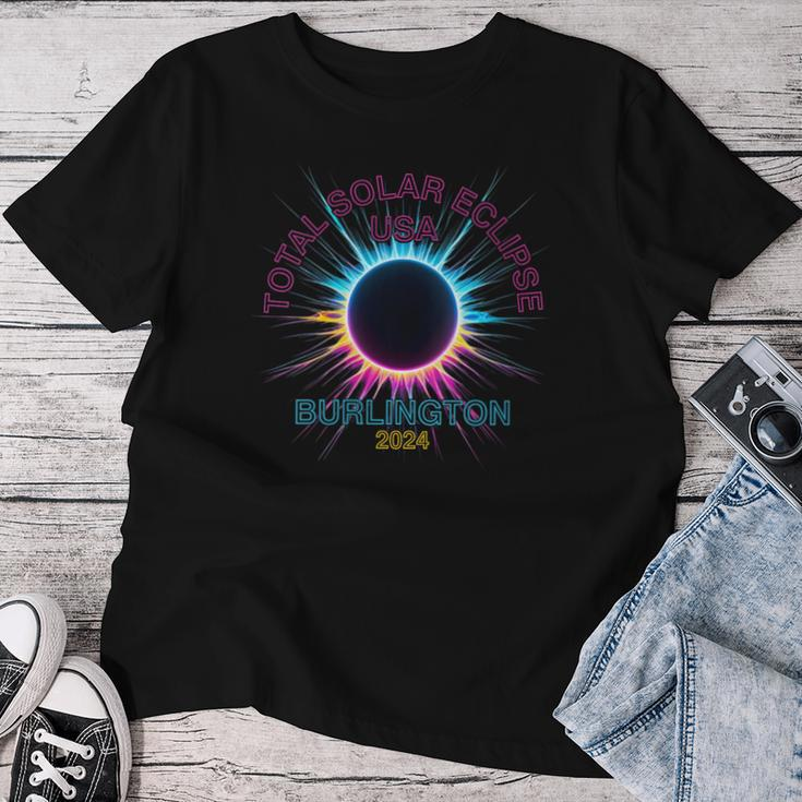 Total Solar Eclipse Burlington For 2024 Souvenir Women T-shirt Funny Gifts