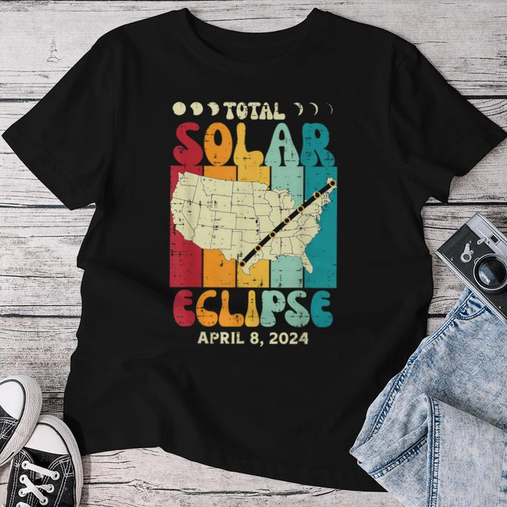 Total Solar Eclipse Usa Map Retro April 8 2024 Kid Women T-shirt Unique Gifts