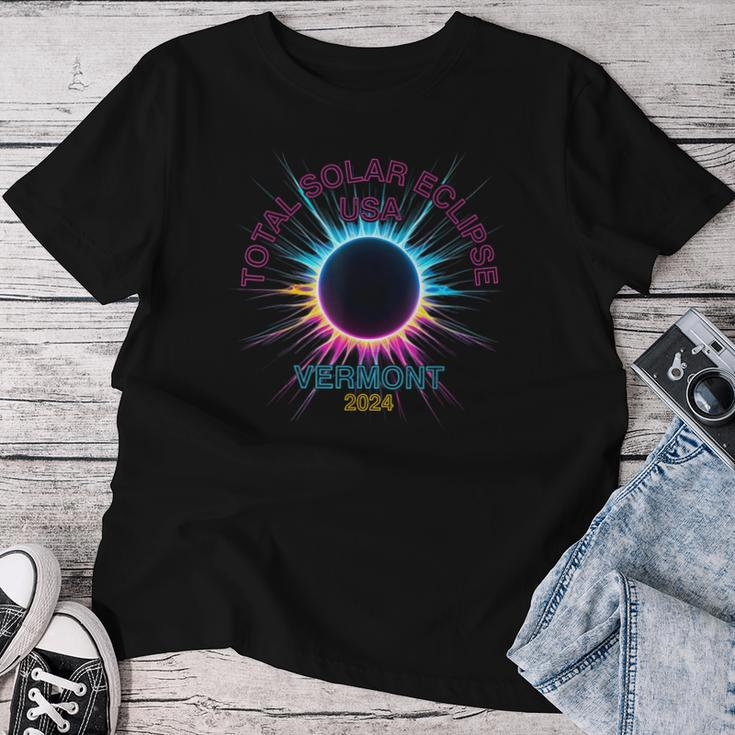 Total Solar Eclipse Vermont For 2024 Souvenir Women T-shirt Funny Gifts