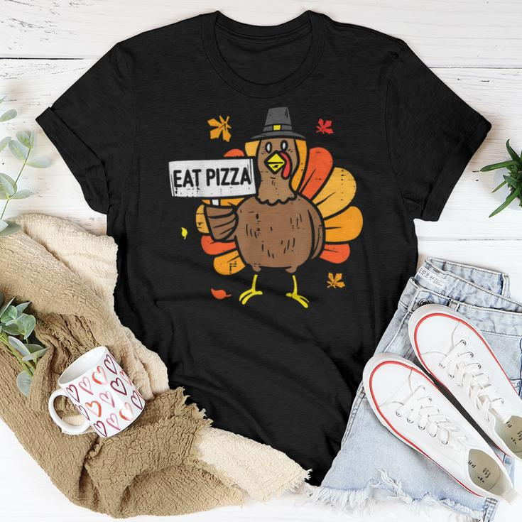 Turkey Eat Pizza Thanksgiving Party Kid Women T-shirt Funny Gifts