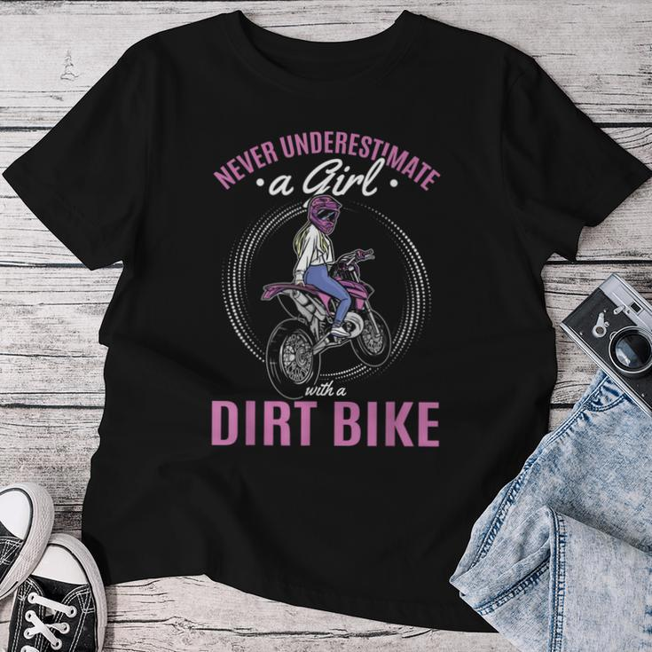 Never Underestimate A Girl With A Dirt Bike Girl Motorcycle Women T-shirt Unique Gifts