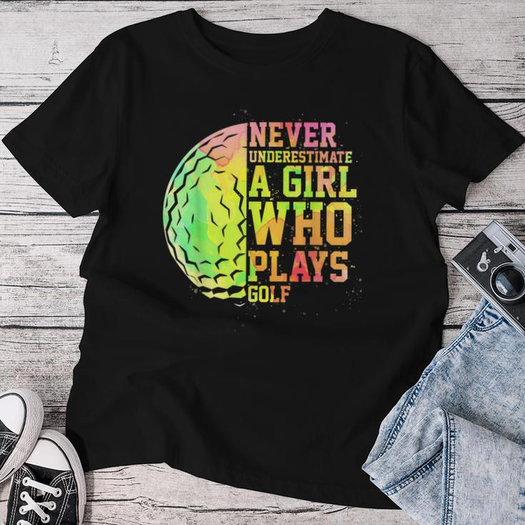 Never Underestimate A Girl Who Plays Golf Sports Lover Women T-shirt Unique Gifts