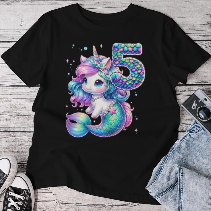 Unicorn Mermaid 5Th Birthday 5 Year Old Party Girls Outfit Women T-shirt Funny Gifts