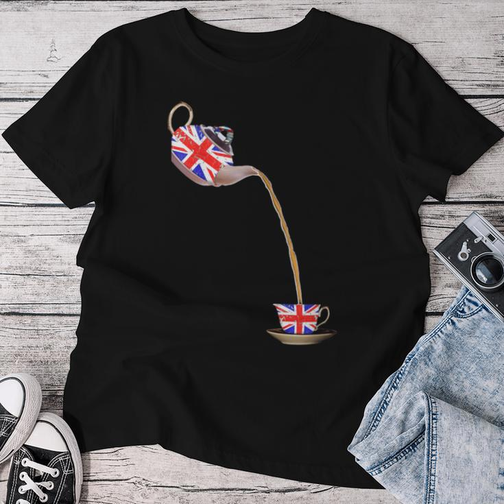 Union Jack Flag Of The United Kingdom Teapot And Teacup Women T-shirt Funny Gifts