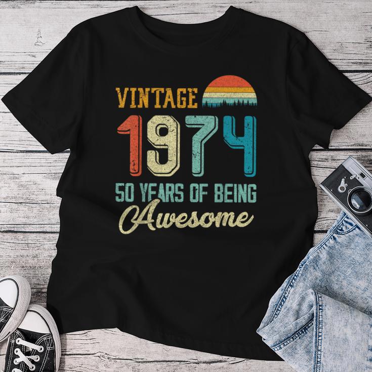 Vintage 1974 50 Geburtstag Retro 50 Jahre Alter Papa Mama T-shirt Frauen Lustige Geschenke