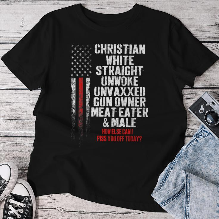 Vintage Christian White Straight Unwoke Unvaxxed Gun Owner Women T-shirt Funny Gifts