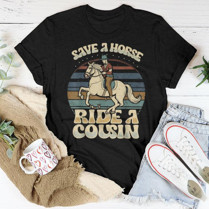 Vintage Sayings Save A Horse Ride A Cousin Women T-shirt Funny Gifts