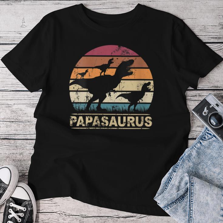 Women's Papasaurus Dinosaur Papaon Drei Kinder Dino Treble With-Neck T-shirt Frauen Lustige Geschenke