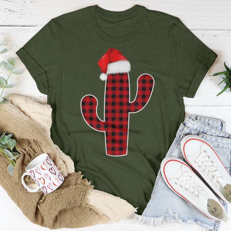 Cactus Christmas Pajamas Family Red Plaid Buffalo Women T shirt