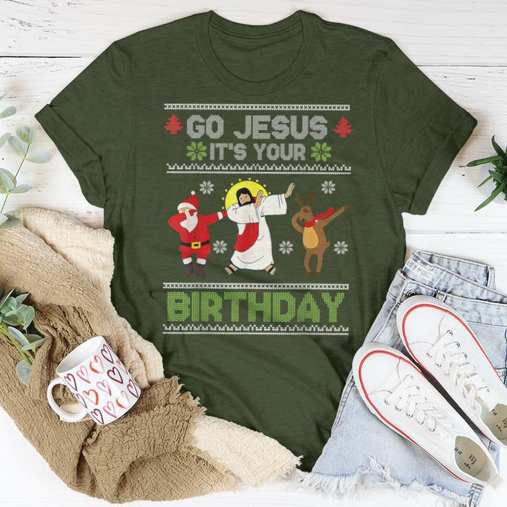 Dabbing Go Jesus It's Your Birthday Ugly Christmas Christian Women T-shirt Funny Gifts