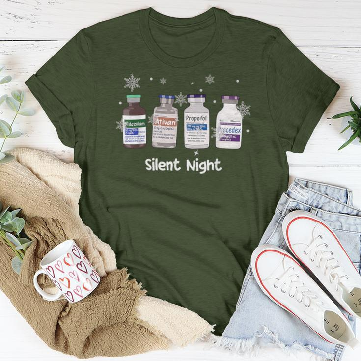 Retro Silent Night Icu Nurse Christmas Intensive Care Unit Women T-shirt Funny Gifts