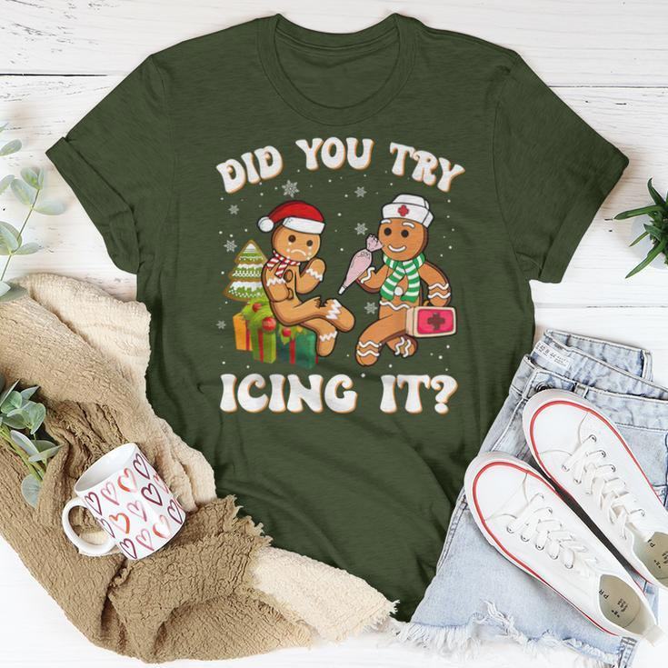 Did You Try Icing It Christmas Gingerbread Nurse Squad Women T-shirt Unique Gifts