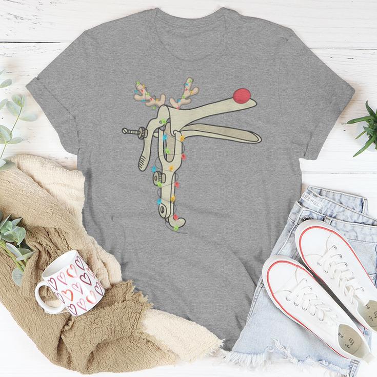 Obgyn Nurse Merry Christmas Reindeer Speculum Xmas Lights Women T-shirt Funny Gifts