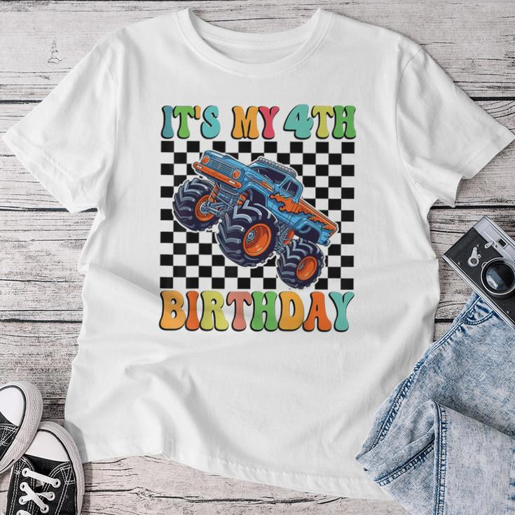 4 Years Old Boy Girl It's My 4Th Birthday Boys Monster Truck Women T-shirt Personalized Gifts