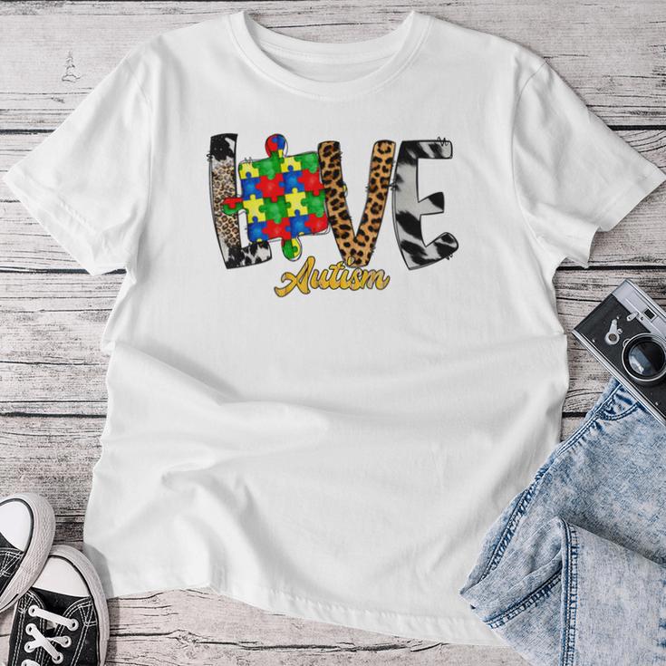 Autismus Bewusstsein Familie Mama Papa Autistische Leopard Kuh Drucke T-shirt Frauen Lustige Geschenke