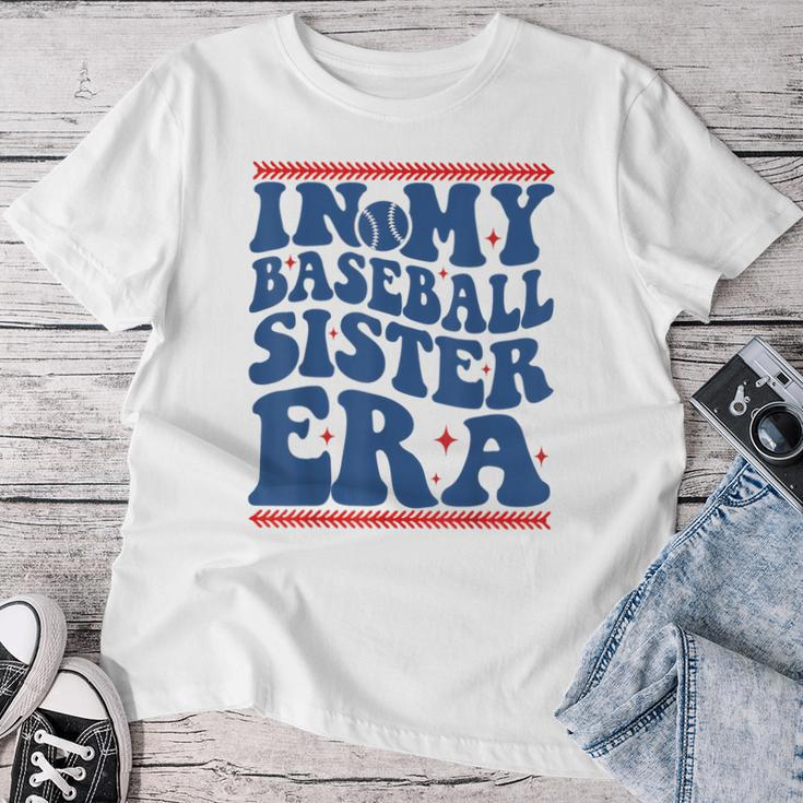 In My Baseball Sister Era Groovy Proud Baseball Sister Cute Women T-shirt Personalized Gifts