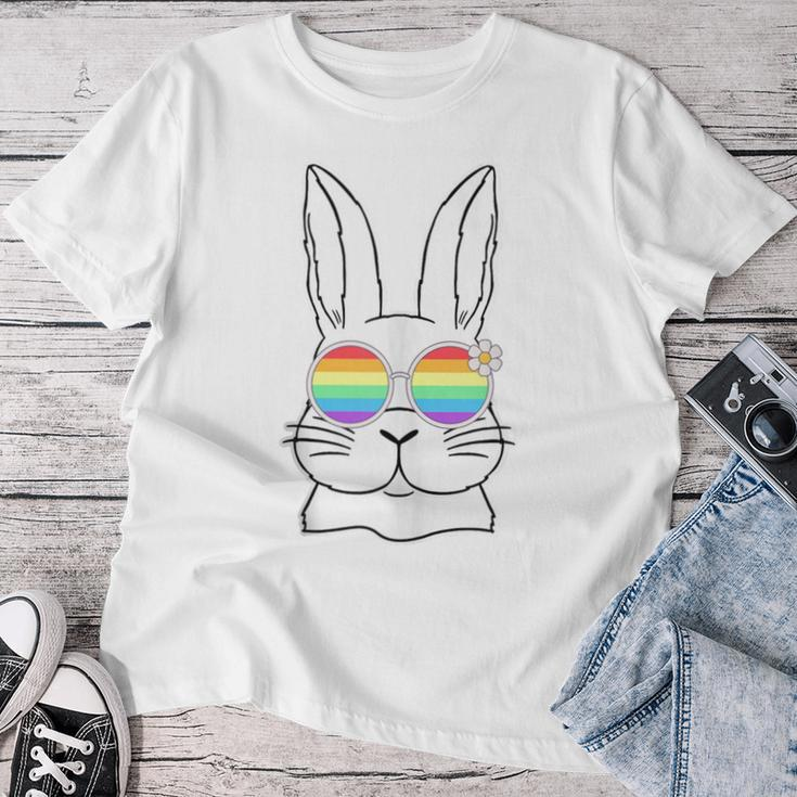 Bunny Gay Pride Lgbtq Bunny Rainbow Sunglasses Happy Easter Women T-shirt Unique Gifts