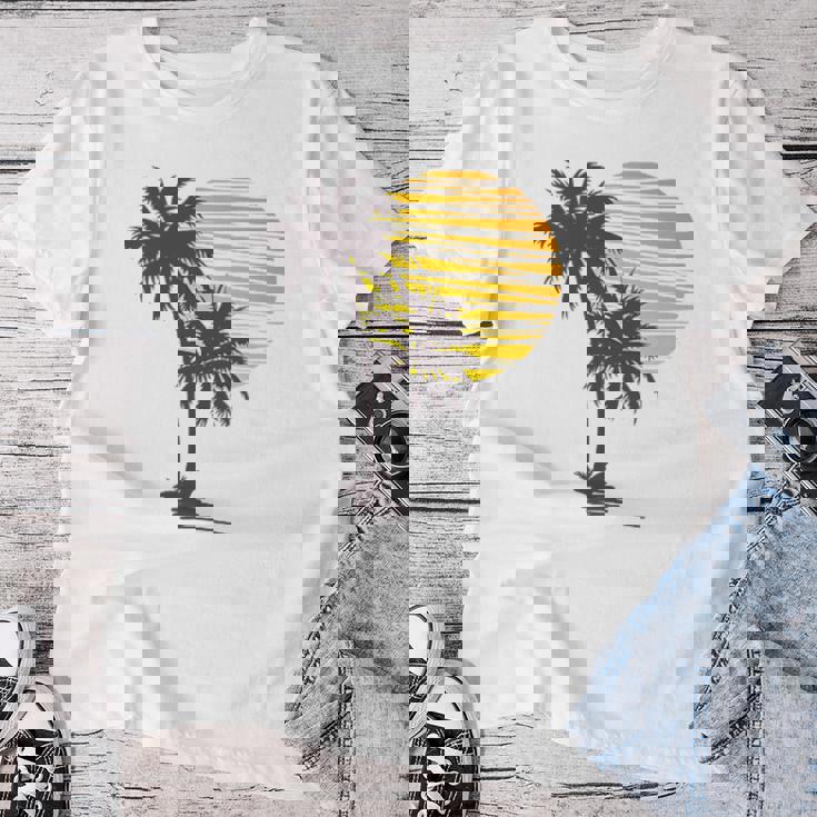 Cool Summer Vacation Sunset Beach Palm Tree Women T-shirt Unique Gifts