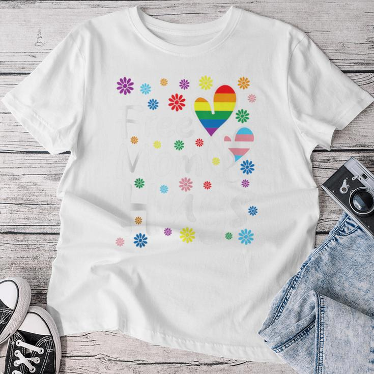 Cute Free Mom Hugs Gay Pride Transgender Rainbow Flag Women T-shirt Personalized Gifts