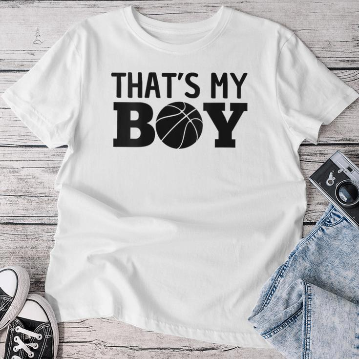 Damen Das Ist Mein Sohn Basketball Stolzer Ballsport Mama Papa Mit-Ausschnitt T-shirt Frauen Lustige Geschenke