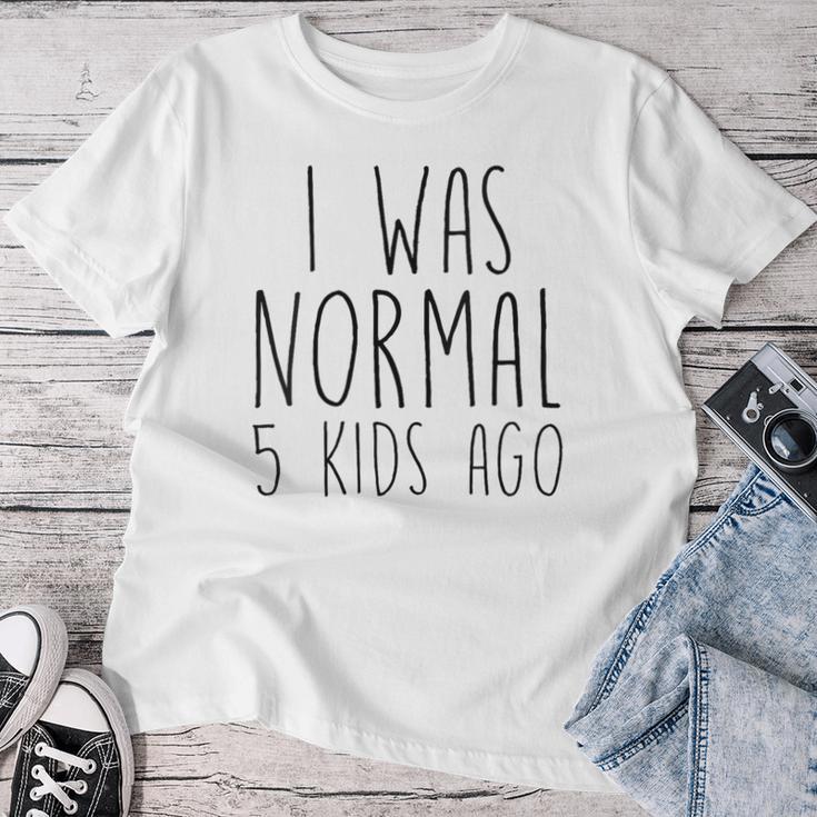 Damen Ich War Normalor 5 Kindern Lustige Mama Papa Mit-Ausschnitt T-shirt Frauen Lustige Geschenke